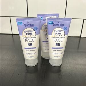 3 Coppertone Sunscreens Invisible Finish For Face 55 SPF Water Resistant